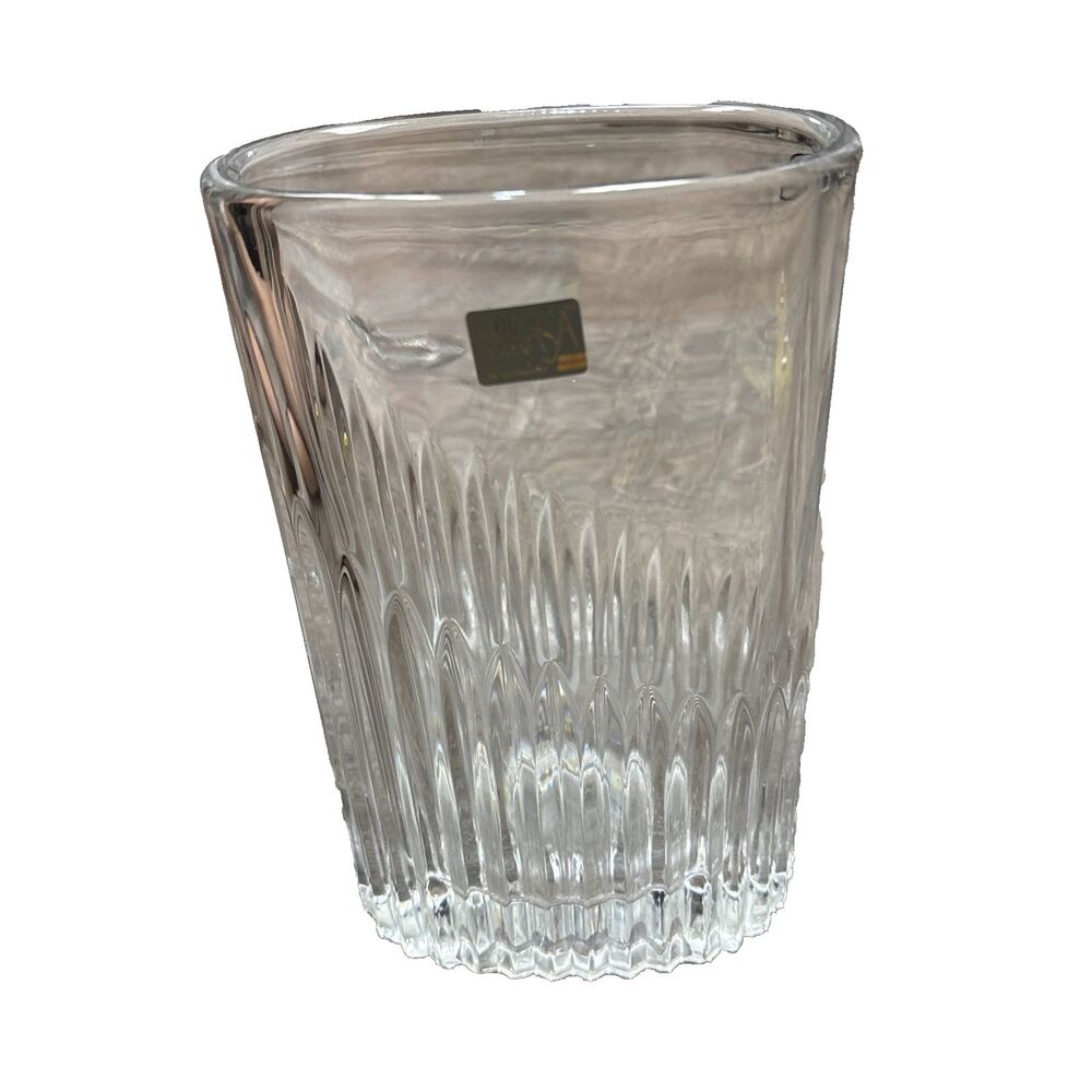 Mikasa Crystal Oval Staccato Vase Sticker 8 1/4" Clear Heavy